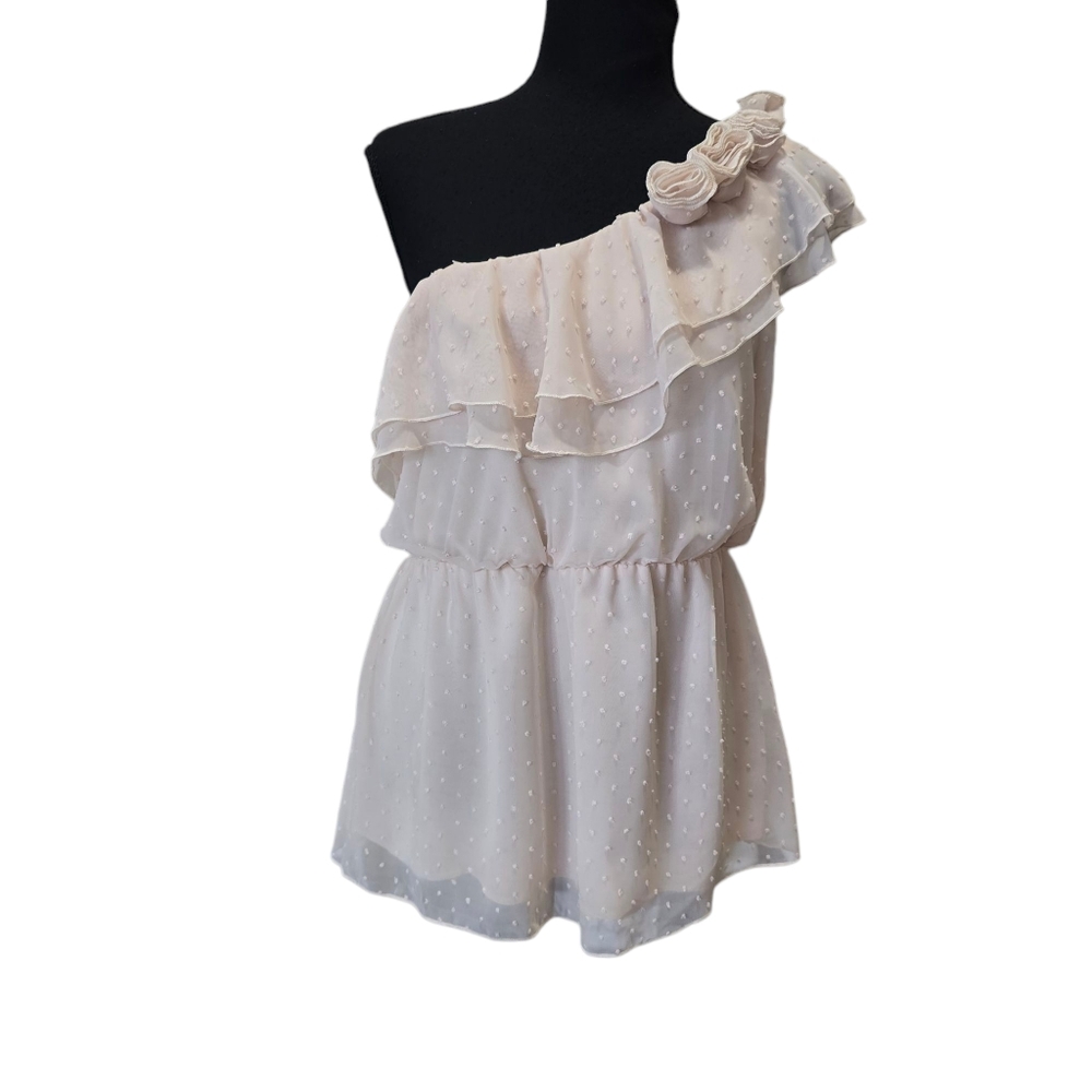 ⭐️Maurice Studio Y Cream One Shoulder Peplum Blouse Sz L